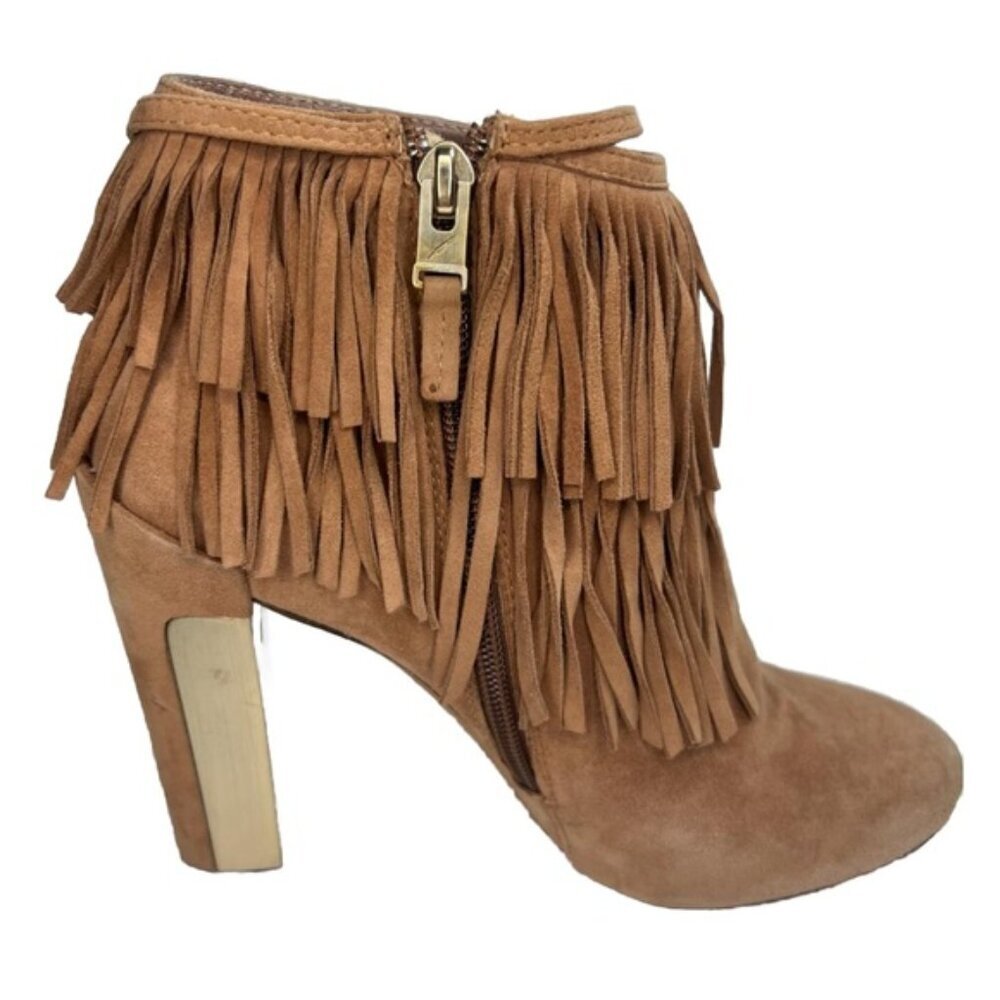 B BRIAN ATWOOD Made in Italy 🇮🇹‎ Suede Booties Fringe Details Size 8.5